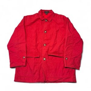 Vintage 90s J.Crew field chore coat barn unlined canvas red size L/XL mens read